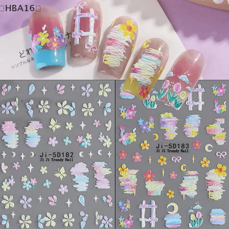 5D Oil Painting Flowers Nail Sticker Embossed Daisy Butterfly Star Nail Decals Self-adhesive Flowers Manicure Sliders
5D Oil Painting Flowers Nail Sticker Embossed Daisy Butterfly Star Nail Decals Self-adhesive Flowers Manicure Sliders