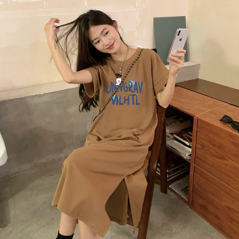 Plus Size Women Casual Long T-Shirt Dress Letter Print Side Split Loose Short Sleeve O Neck Summer Daily Home Wear Midi Dress
Plus Size Women Casual Long T-Shirt Dress Letter Print Side Split Loose Short Sleeve O Neck Summer Daily Home Wear Midi Dress