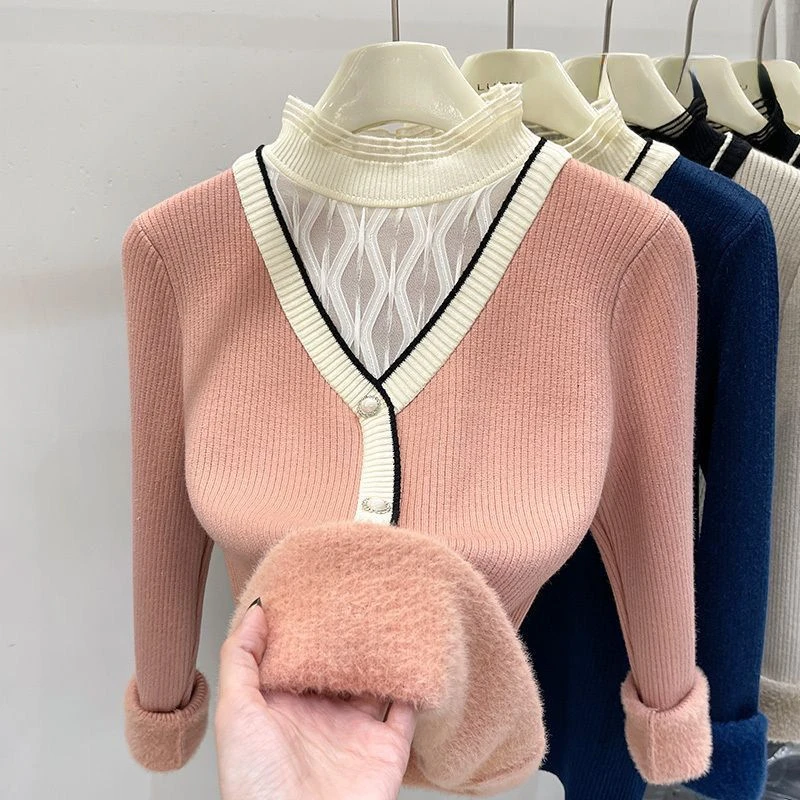 2023 New Women Fake Two-Piece Top Autumn And Winter Long Sleeve Half High Neck Knitted Bottom Mesh Slim Pullover Sweater
2023 New Women Fake Two-Piece Top Autumn And Winter Long Sleeve Half High Neck Knitted Bottom Mesh Slim Pullover Sweater