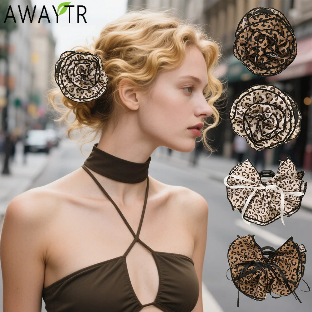 AWAYTR Leopard Rose Flower Hair Claws Elegant Fabric Hair Clip Crab For Girl Gift Hair Accessories Valentine Headwear
AWAYTR Leopard Rose Flower Hair Claws Elegant Fabric Hair Clip Crab For Girl Gift Hair Accessories Valentine Headwear