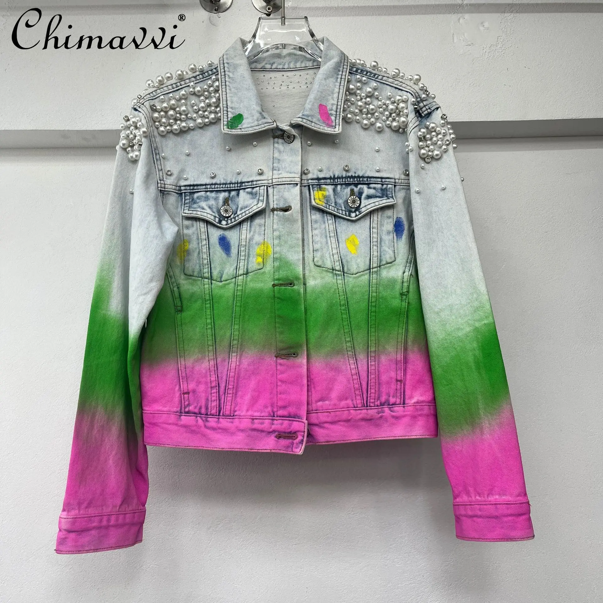 European Color Matching Printed Denim Jacket Women's 2025 Autumn New Fashion Heavy Beaded Top High Street Long-sleeved Coat
European Color Matching Printed Denim Jacket Women's 2025 Autumn New Fashion Heavy Beaded Top High Street Long-sleeved Coat