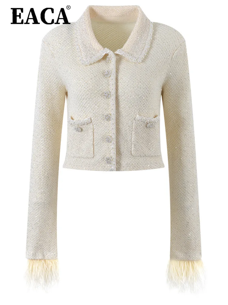 EACA Simple Temperament, Coarse Felt Short Style, Shiny Cardigan, White Feather Coat, 2024 Autumn And Winter New Women's Item
EACA Simple Temperament, Coarse Felt Short Style, Shiny Cardigan, White Feather Coat, 2024 Autumn And Winter New Women's Item