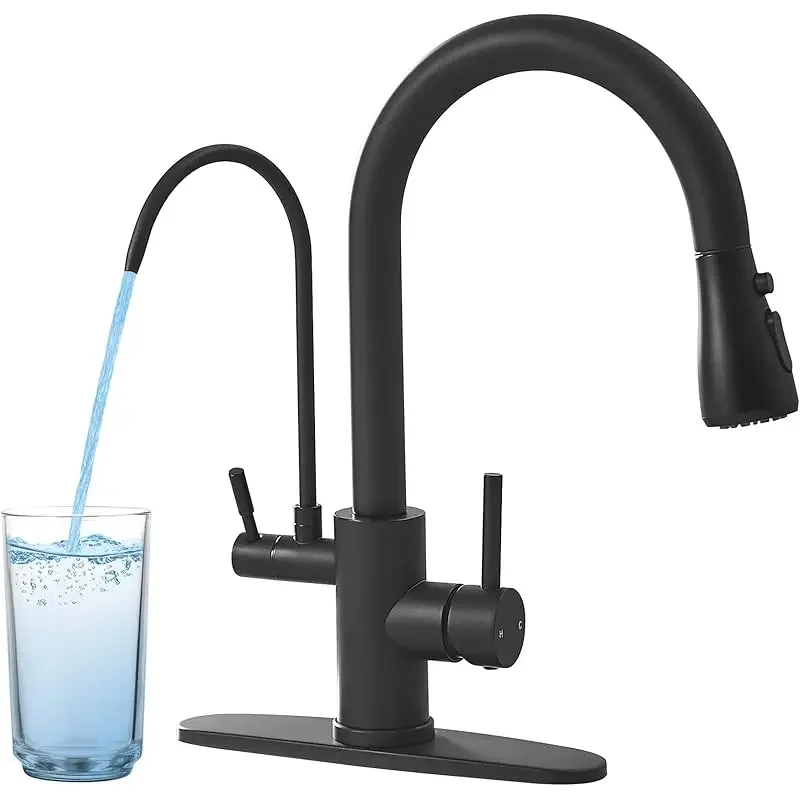Kitchen faucet with water filter and pull-down nozzle, three functions, no water filtration device
Kitchen faucet with water filter and pull-down nozzle, three functions, no water filtration device