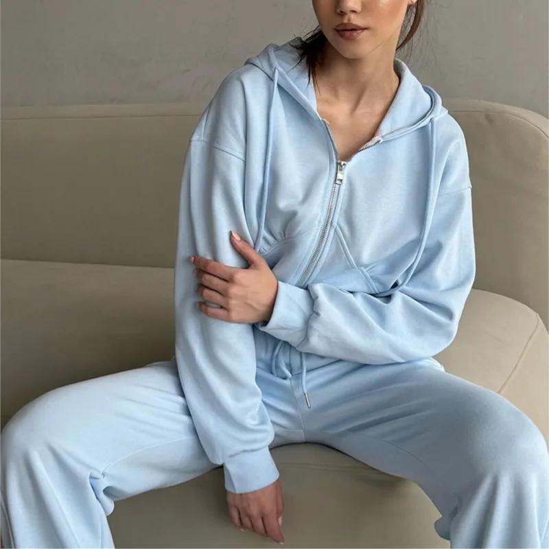 2025 Autumn/Winter Women's Solid Color Zipper Hoodie Set Long Sleeve & Tie-Waist Trousers for Cozy & Stylish Outfits
2025 Autumn/Winter Women's Solid Color Zipper Hoodie Set Long Sleeve & Tie-Waist Trousers for Cozy & Stylish Outfits