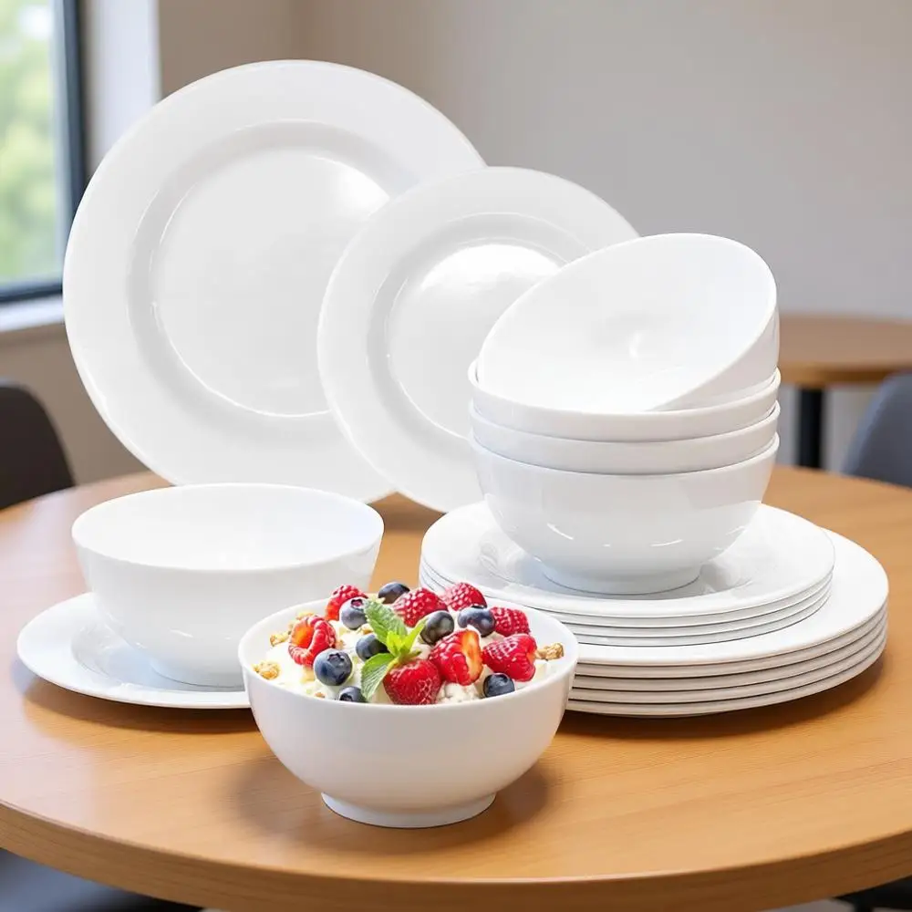 6 Sets Plates and Bowls Set (18 Piece) - Unbreakable Lightweight Dinnerware Set with 26 oz Cereal Bowls, 8 inch Dessert Plates,
6 Sets Plates and Bowls Set (18 Piece) - Unbreakable Lightweight Dinnerware Set with 26 oz Cereal Bowls, 8 inch Dessert Plates,
