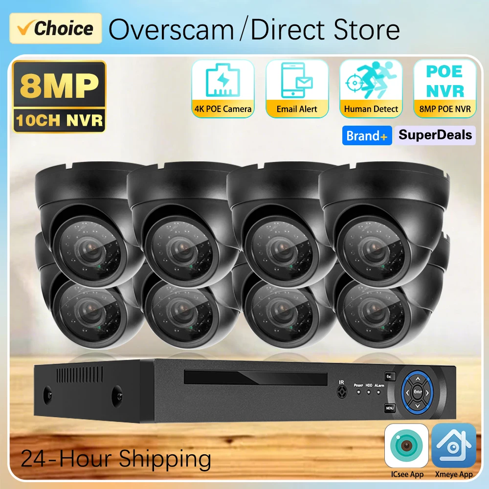 4K 10CH POE NVR 8MP Smart H.265 Security Camera System 8MP Dome IP Camera Indoor Outdoor Human Detection Video Surveillance Kit
4K 10CH POE NVR 8MP Smart H.265 Security Camera System 8MP Dome IP Camera Indoor Outdoor Human Detection Video Surveillance Kit