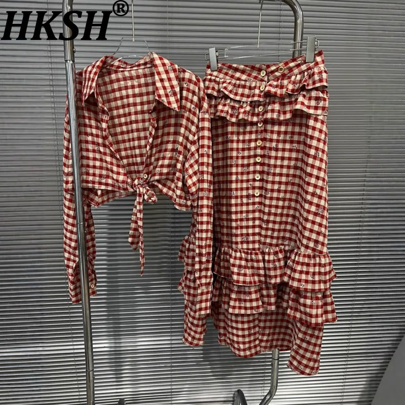 HKSH Autumn New Women Short Shirt Turn-down Collar Long Sleeve Lace-up Plaid Tops Printed Layered Ruffles Sweet Ins Skirt HK9867
HKSH Autumn New Women Short Shirt Turn-down Collar Long Sleeve Lace-up Plaid Tops Printed Layered Ruffles Sweet Ins Skirt HK9867