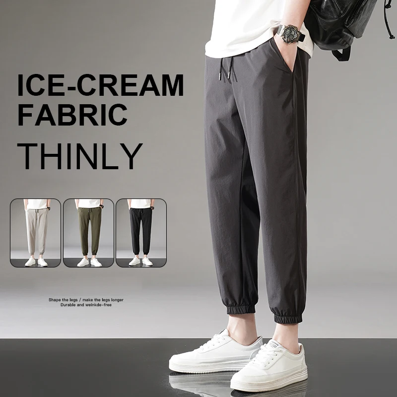 Summer New Ice Silk Cropped Pants Elastic Waist Black Gray Trousers Breathable Simple Male Clothing Casual Pants Large Size 8XL
Summer New Ice Silk Cropped Pants Elastic Waist Black Gray Trousers Breathable Simple Male Clothing Casual Pants Large Size 8XL