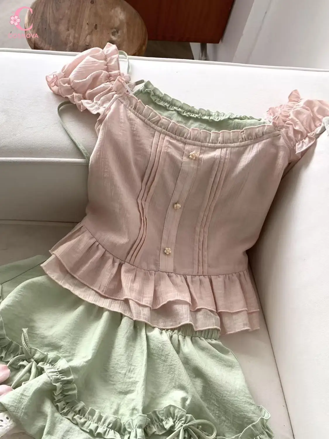 Sweet Lolita Style Puff Sleeve Lace Ruffle Color Block 2 Piece Set Women Tulip Top Skirt Suits Summer Daily Chic Female Clothes
Sweet Lolita Style Puff Sleeve Lace Ruffle Color Block 2 Piece Set Women Tulip Top Skirt Suits Summer Daily Chic Female Clothes