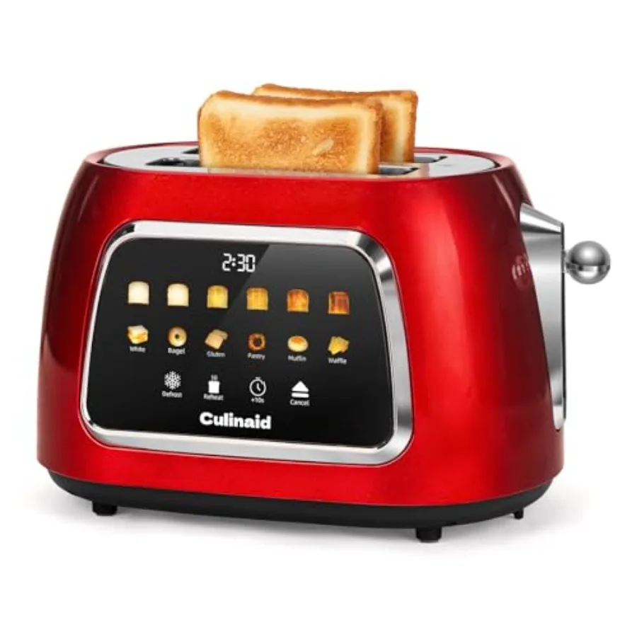 2 Slice Smart Touch Screen Retro Extra Wide Slot Stainless Steel Digital Bread Toaster with Memory Function Bagel Defrost 6 Bro
