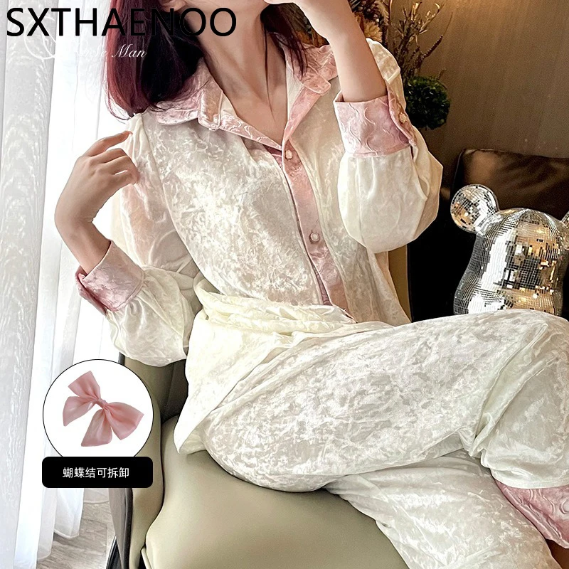 SXTHAENOO Winter Women's Velvet Home Wear Lapel Long-Sleeved Pajamas Set Daily Leisure High Sense Pajamas Keep Warm Nightshirt
SXTHAENOO Winter Women's Velvet Home Wear Lapel Long-Sleeved Pajamas Set Daily Leisure High Sense Pajamas Keep Warm Nightshirt