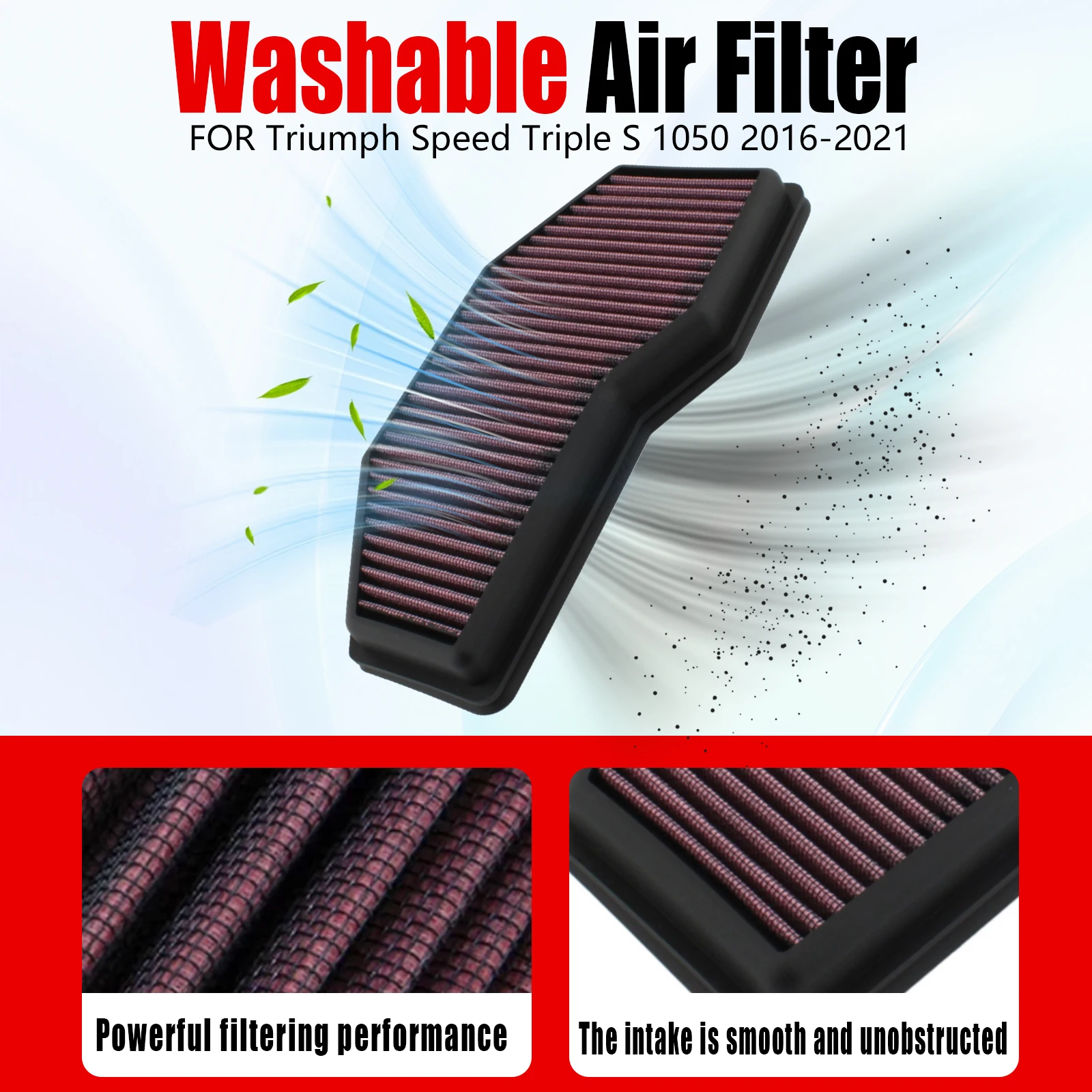 Motorcycle High Flow Air Filter Intake Cleaner part number: TB-1016 For Triumph Speed Triple RS/R/S 1050/Speed Triple RS/R/S 675
Motorcycle High Flow Air Filter Intake Cleaner part number: TB-1016 For Triumph Speed Triple RS/R/S 1050/Speed Triple RS/R/S 675