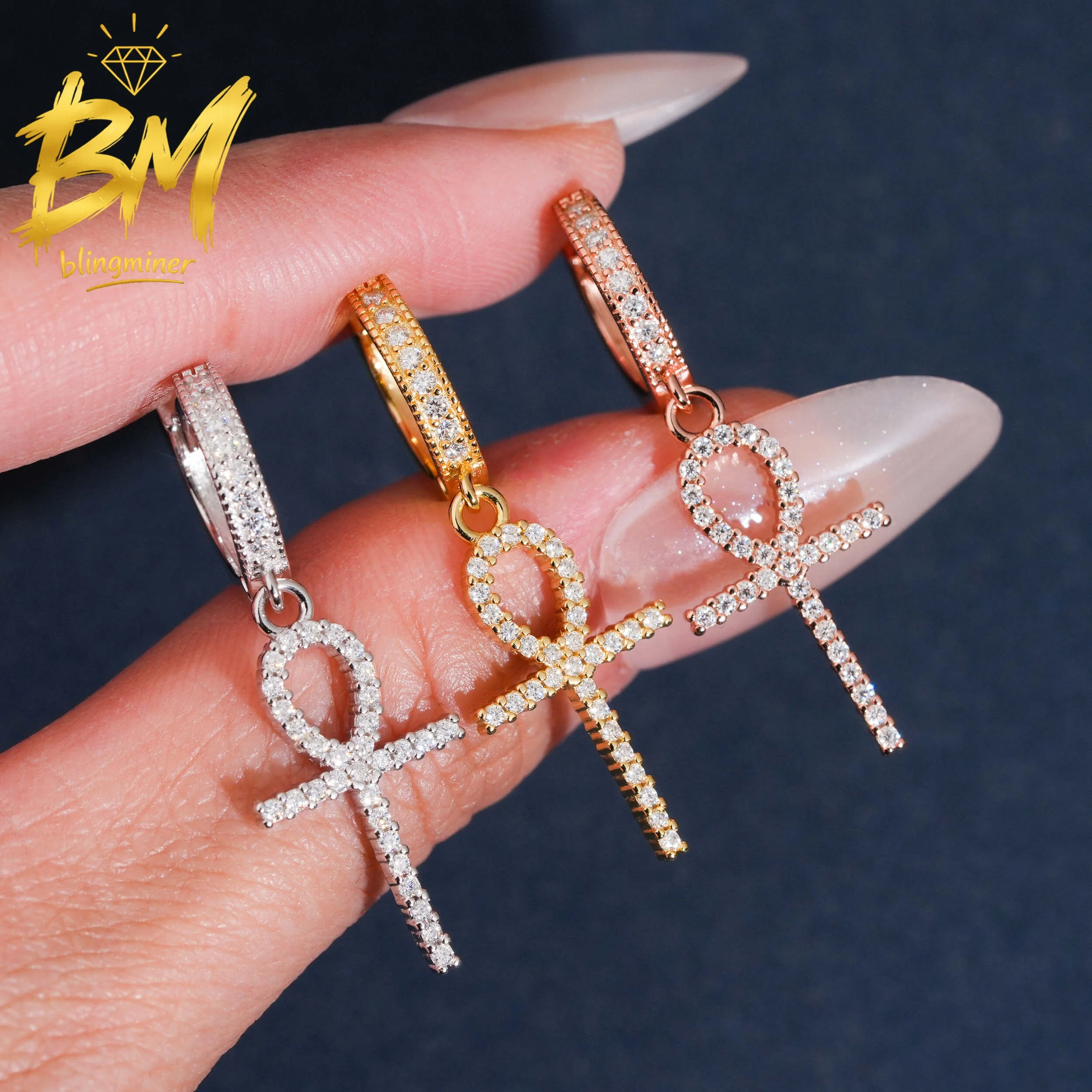 Blingminer Hip Hop Cross VVS Moissanite Earrings S925 Silver Ear Studs For Men Women Jewelry Pass Diamonds Tester GRA
Blingminer Hip Hop Cross VVS Moissanite Earrings S925 Silver Ear Studs For Men Women Jewelry Pass Diamonds Tester GRA