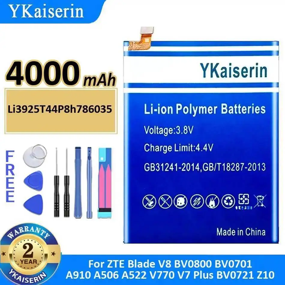 Mobile Phone Battery Li3925t44p8h786035 4000Mah For Zte Blade V8 BV0800 BV0701 A910 A506 A522 V770 V7 Plus BV0721 Z10
Mobile Phone Battery Li3925t44p8h786035 4000Mah For Zte Blade V8 BV0800 BV0701 A910 A506 A522 V770 V7 Plus BV0721 Z10