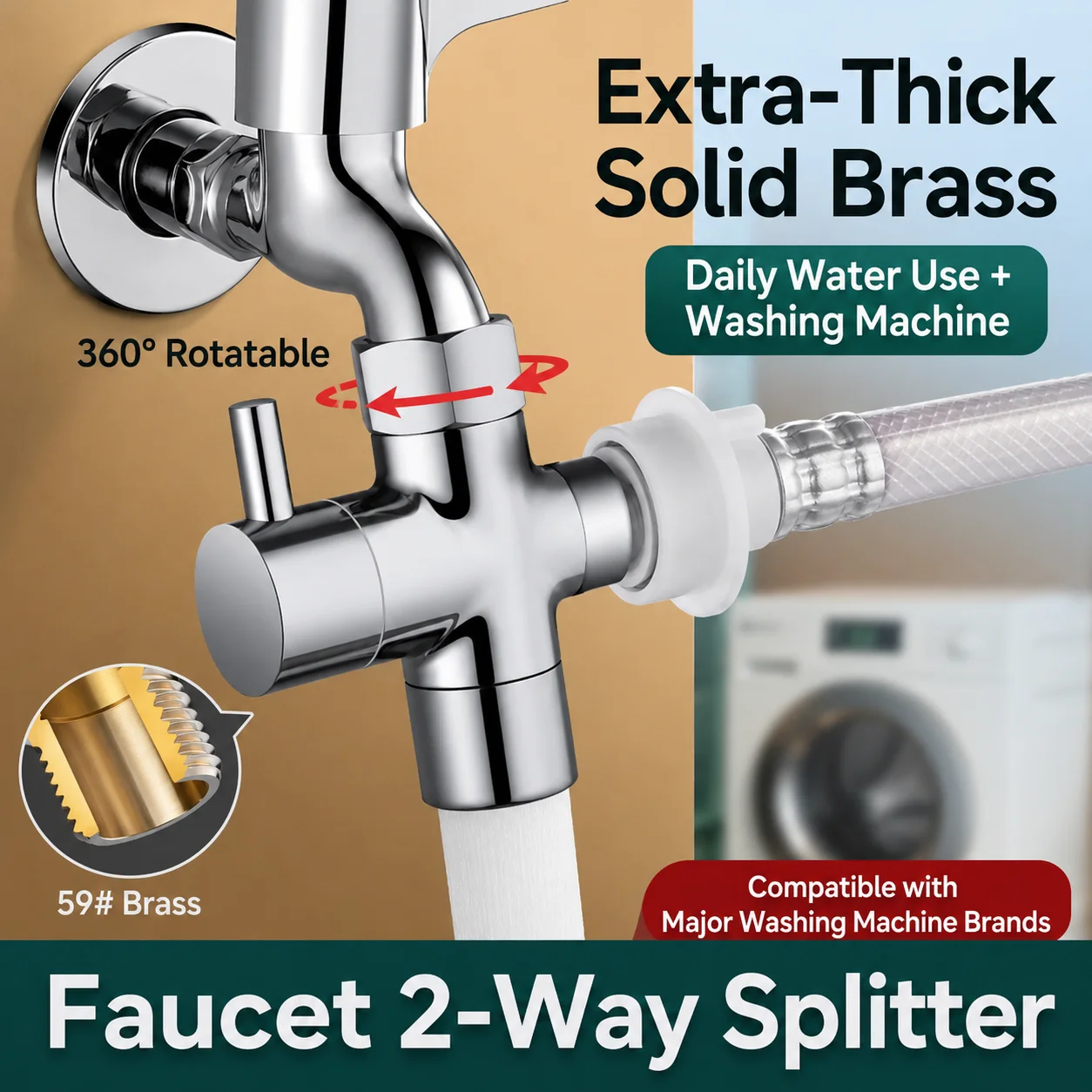 Brass Faucet Splitter 1/2 Inch 2 Way Water Diverter Valve Washing Machine Inlet Pipe Tap Connector With Switch For Bathroom
Brass Faucet Splitter 1/2 Inch 2 Way Water Diverter Valve Washing Machine Inlet Pipe Tap Connector With Switch For Bathroom