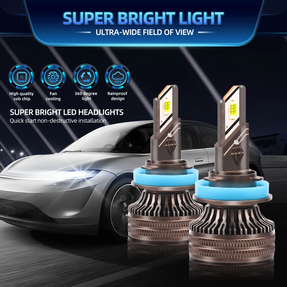120W LED H11 Headlights CANBUS 20000LM 2PCS Car Lights 3570 CSP Double Copper Tube 6000K 1: 1 Size Plug&Play auto LED bulbs
120W LED H11 Headlights CANBUS 20000LM 2PCS Car Lights 3570 CSP Double Copper Tube 6000K 1: 1 Size Plug&Play auto LED bulbs