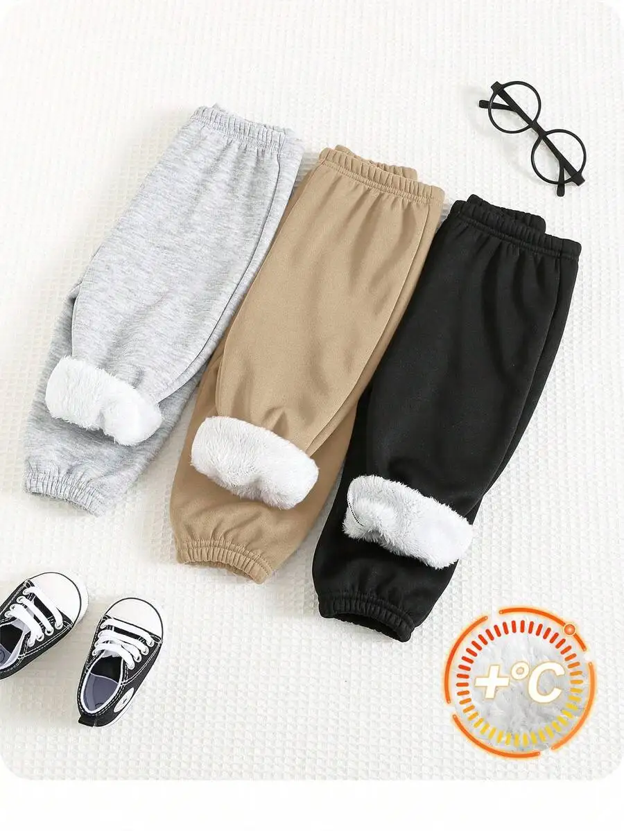 Комплект из 3-х штук: теплые однотонные джоггеры для мальчиков, мягкие флисовые брюки с манжетами для осени и зимы
Комплект из 3-х штук: теплые однотонные джоггеры для мальчиков, мягкие флисовые брюки с манжетами для осени и зимы
