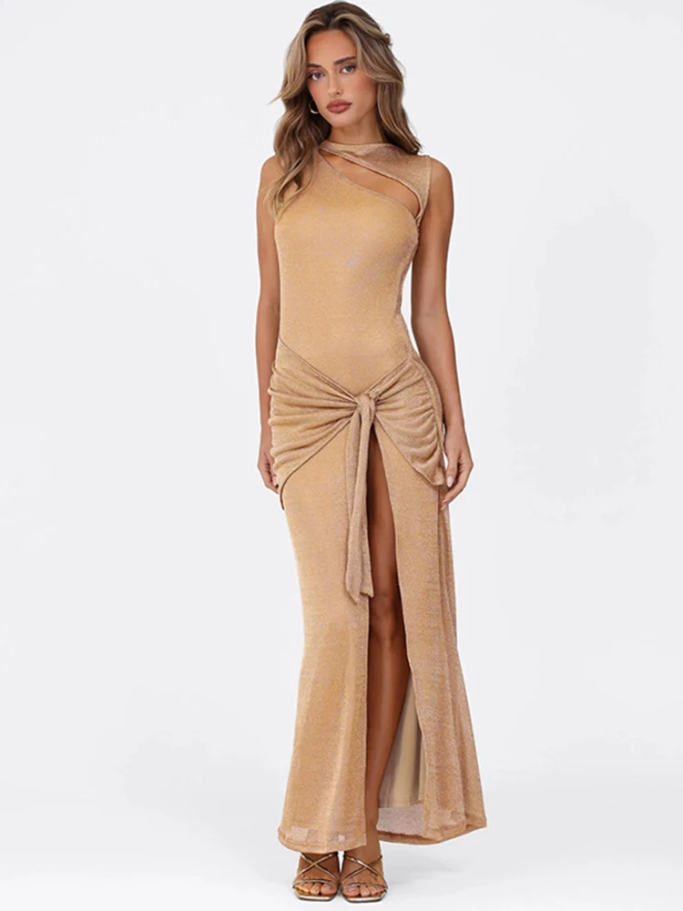 Sibybo Hollow Out High Split Long Dress For Women Spring Summer Sleeveless Round Neck Ruched Elegant Party Dresses Vestido
Sibybo Hollow Out High Split Long Dress For Women Spring Summer Sleeveless Round Neck Ruched Elegant Party Dresses Vestido