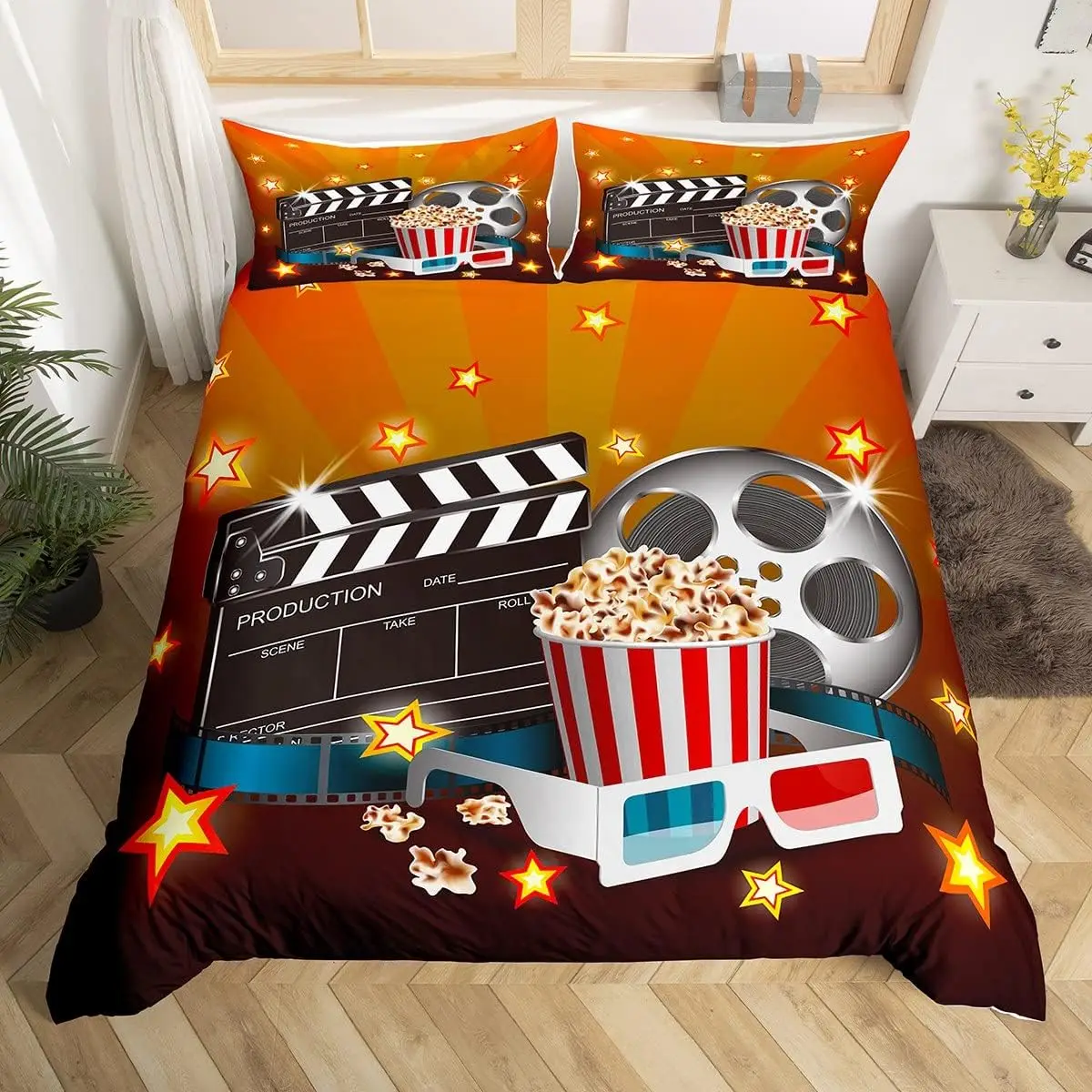 Пододеяльник из фильма Twin King Clapper Film Tape Комплект постельного белья 3D стерео очки Коробка из попкорна Одеяло с геометрическим рисунком
Пододеяльник из фильма Twin King Clapper Film Tape Комплект постельного белья 3D стерео очки Коробка из попкорна Одеяло с геометрическим рисунком