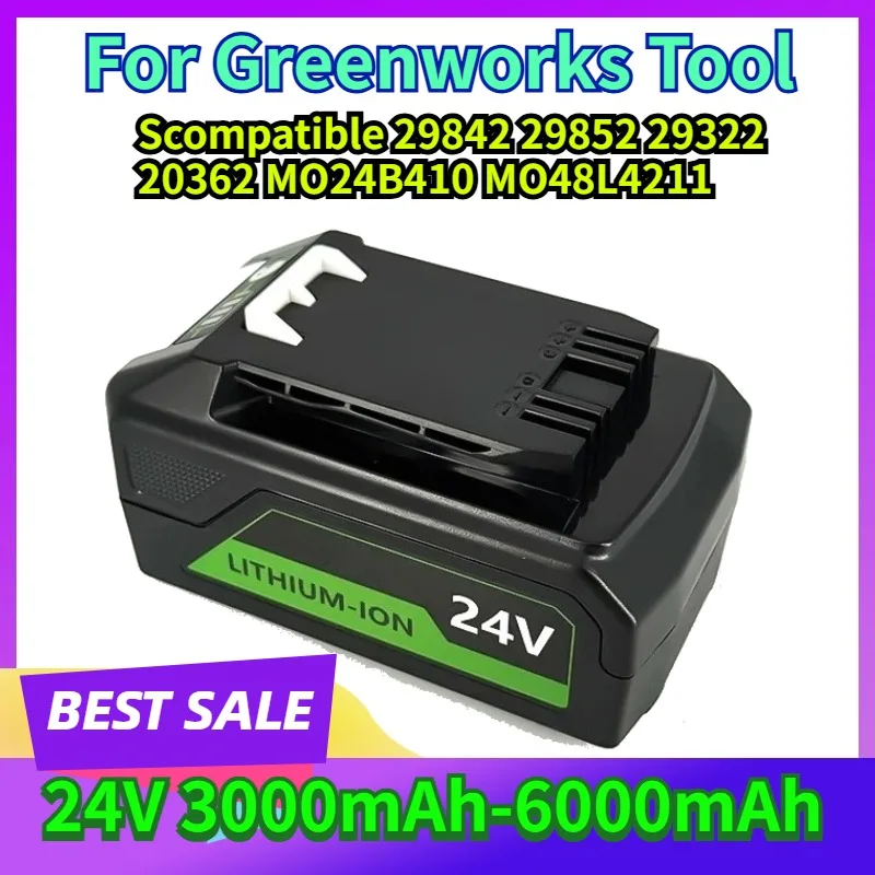 24V 3000mAh-6000mAh Replacement Li-ion Battery for Greenworks Tool Scompatible 29842 29852 29322 20362 MO24B410 MO48L4211
24V 3000mAh-6000mAh Replacement Li-ion Battery for Greenworks Tool Scompatible 29842 29852 29322 20362 MO24B410 MO48L4211