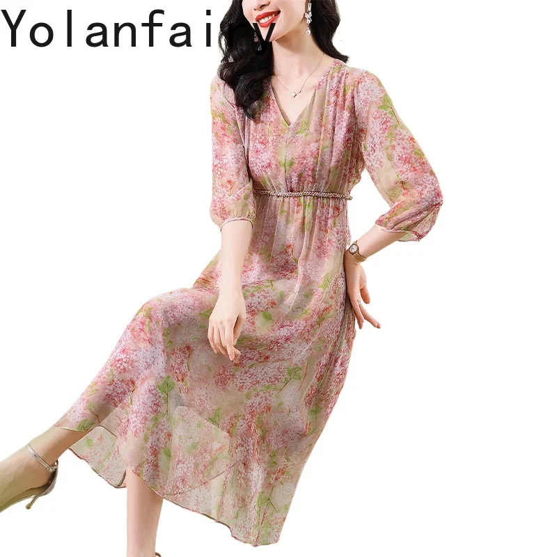 YOLANFAIRY New Fashion 2025 Floral Dress Womens Clothing Summer 100% Real Mulberry Silk Dresses Woman French Elegant Dresses
YOLANFAIRY New Fashion 2025 Floral Dress Womens Clothing Summer 100% Real Mulberry Silk Dresses Woman French Elegant Dresses