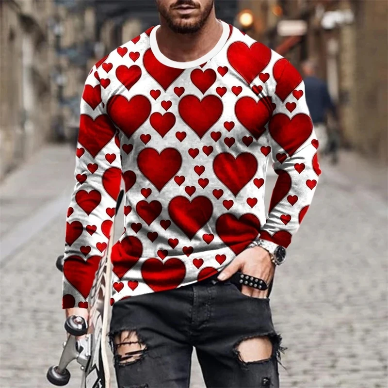 New European Heart-Shaped Picture Men long sleeved T-shirt Casual Printed Tees Hip-hop Personality Round Neck Tops
New European Heart-Shaped Picture Men long sleeved T-shirt Casual Printed Tees Hip-hop Personality Round Neck Tops