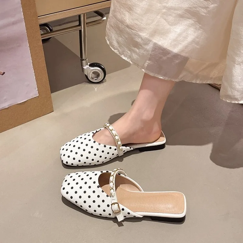 Polka Dot Women Cover Toe Mules Slippers Outdoor Shallow Slip On Flats Slide Ladies Elegant Spring Summer Slingbacks
Polka Dot Women Cover Toe Mules Slippers Outdoor Shallow Slip On Flats Slide Ladies Elegant Spring Summer Slingbacks