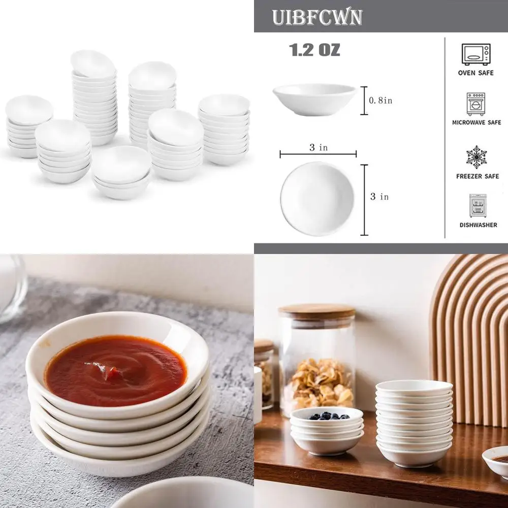 Set of 60 Ceramic 3 Dipping Bowls, 1.2 Oz White Sauce Dishes for Sushi, Ketchup, Olive Oil, and Appetizers
Set of 60 Ceramic 3 Dipping Bowls, 1.2 Oz White Sauce Dishes for Sushi, Ketchup, Olive Oil, and Appetizers