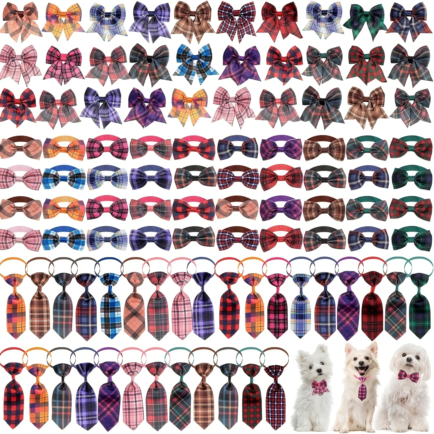100pcs Plaid Dog Bow Tie Collar Set Include 40 Dog Neckties, And 30 Puppy Bow Tie, 30 Collar Flowers, Adjustable Valentine Dog
100pcs Plaid Dog Bow Tie Collar Set Include 40 Dog Neckties, And 30 Puppy Bow Tie, 30 Collar Flowers, Adjustable Valentine Dog