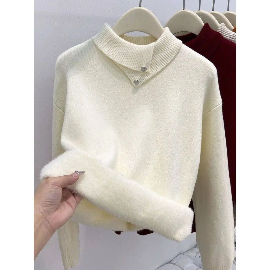 One Velvet Knitwear Mink Velvet Sweater Women's Autumn Winter New Coat Thicken Velvet Lapel Bottoming Shirt Ladies Pullover Tops
One Velvet Knitwear Mink Velvet Sweater Women's Autumn Winter New Coat Thicken Velvet Lapel Bottoming Shirt Ladies Pullover Tops