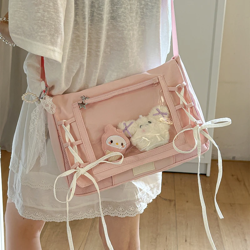 Японская сумка отаку Ita с прозрачным аниме-персонажным карманом для дисплея, милая сумка через плечо для девочек Лолиты, школьная сумка JK