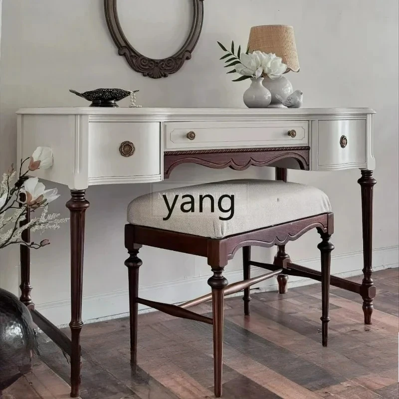 LTT solid wood dressing table retro bedroom stool combination
LTT solid wood dressing table retro bedroom stool combination
