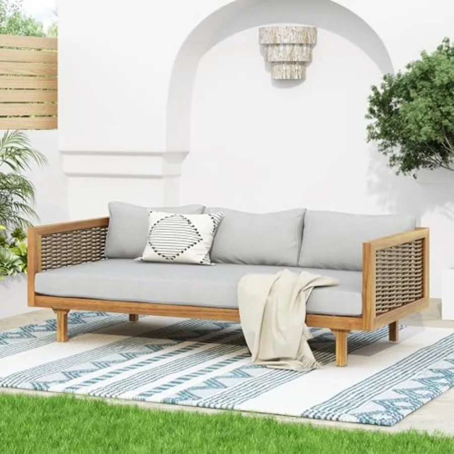 67.5" Outdoor Patio Daybed 3 Seater Sofa Bed, Acacia Wood Frame with Rattan Arm, Cushion and Pillow for Pool
67.5" Outdoor Patio Daybed 3 Seater Sofa Bed, Acacia Wood Frame with Rattan Arm, Cushion and Pillow for Pool