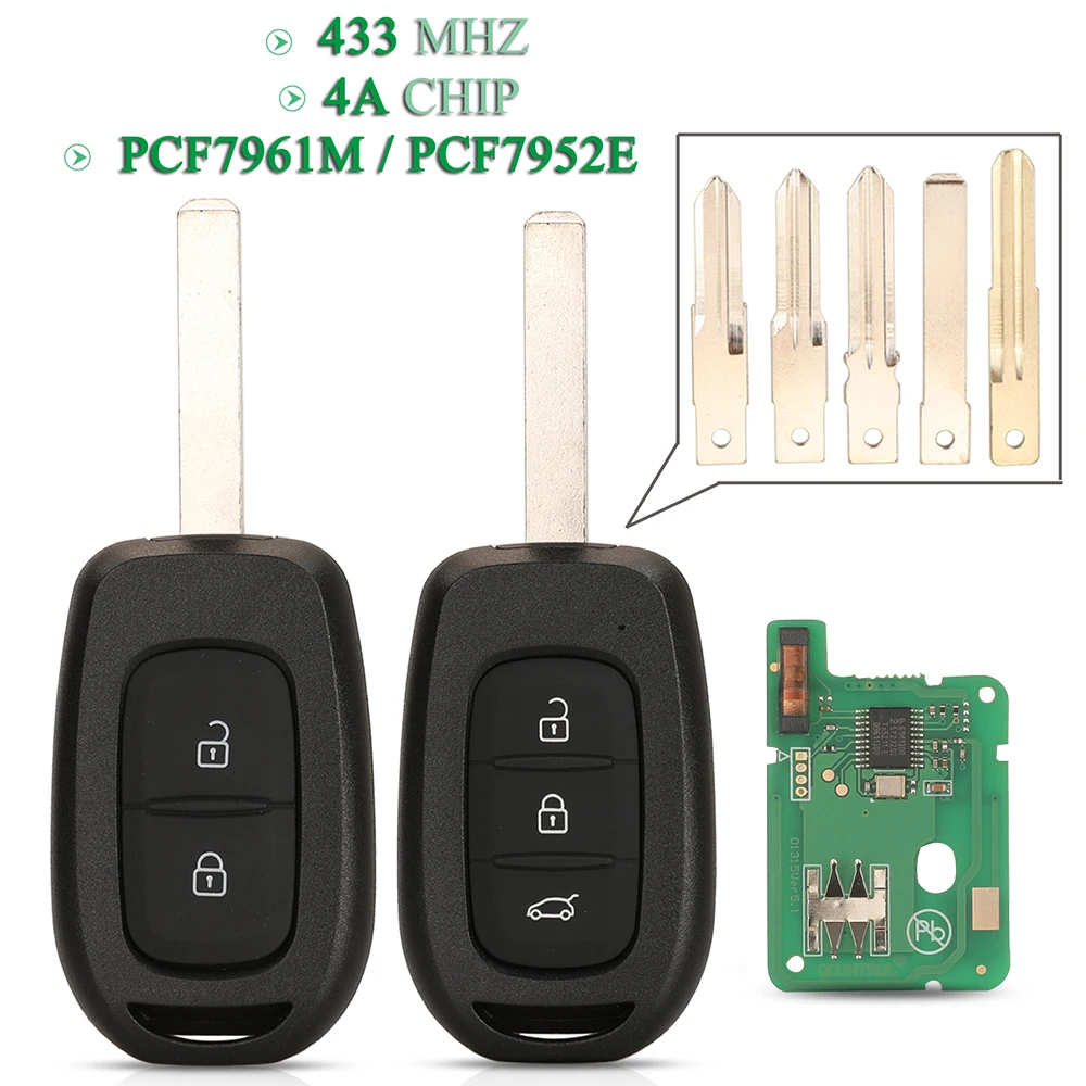 jingyuqin 2/3 Buttons Smart Remote Car Key 433Mhz 4A Chip PCF7961M/7952E Fob For Renault Symbol Trafic Duster Logan Sandero
jingyuqin 2/3 Buttons Smart Remote Car Key 433Mhz 4A Chip PCF7961M/7952E Fob For Renault Symbol Trafic Duster Logan Sandero