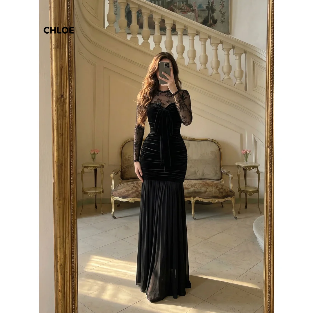 Long Sleeves Evening Dresses for Special Occasions Crew Neck Women's Ball Gown Black Customized Mermaid Elegant Cocktail Dresses
Long Sleeves Evening Dresses for Special Occasions Crew Neck Women's Ball Gown Black Customized Mermaid Elegant Cocktail Dresses