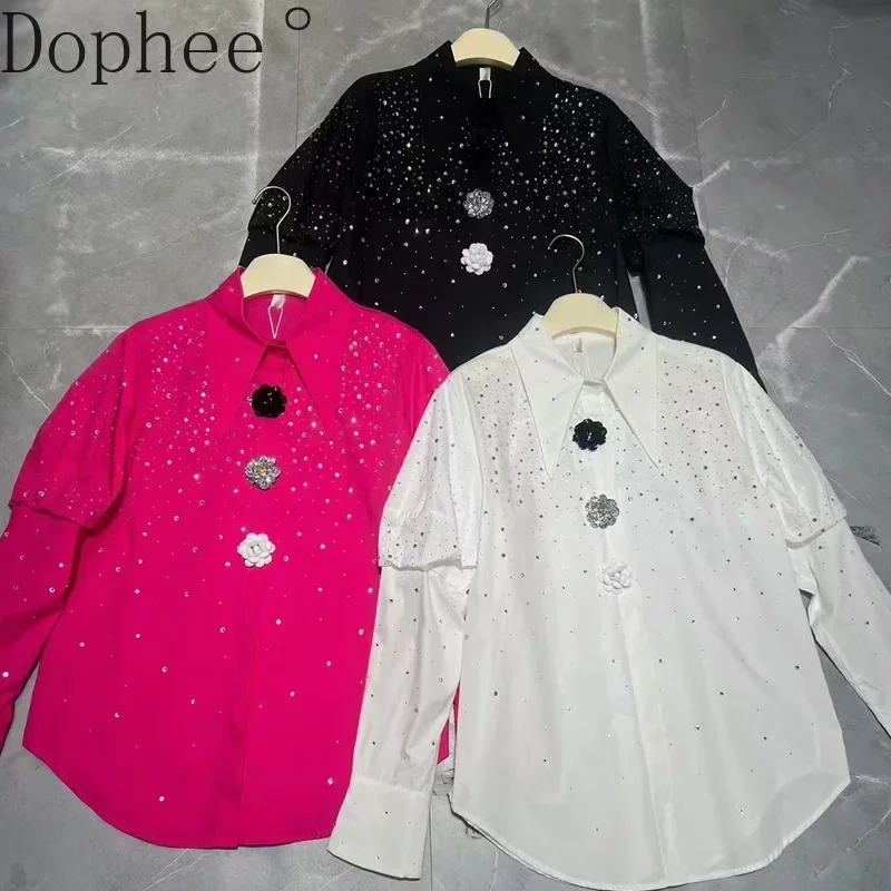 2025 New Spring Full Diamonds Hot Drilling Women Blouses Elegant Puff Long Sleeve Cardigans Top Camellia Button Casual Shirts
2025 New Spring Full Diamonds Hot Drilling Women Blouses Elegant Puff Long Sleeve Cardigans Top Camellia Button Casual Shirts
