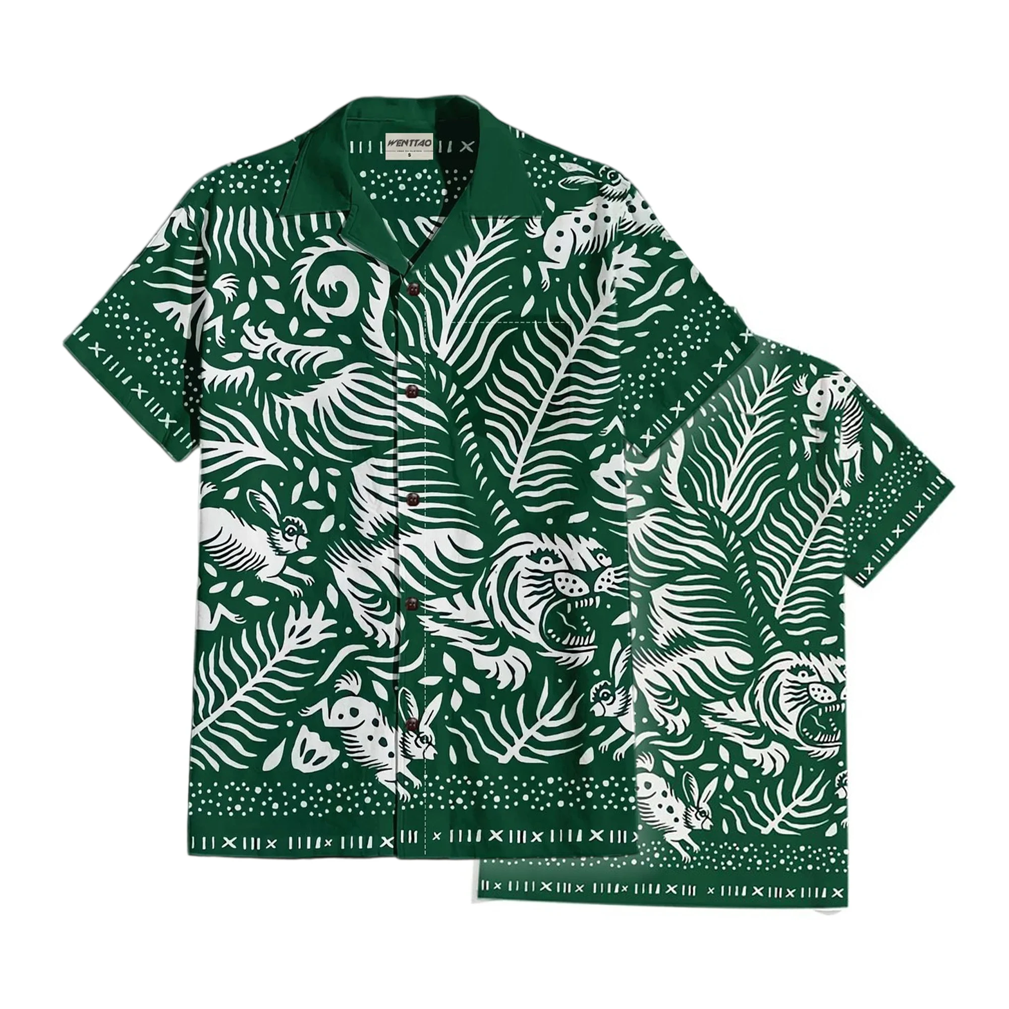 Men's short-sleeved button-down lapel shirt, oversized Hawaiian resort-style casual top with tropical coconut tiger pattern
Men's short-sleeved button-down lapel shirt, oversized Hawaiian resort-style casual top with tropical coconut tiger pattern