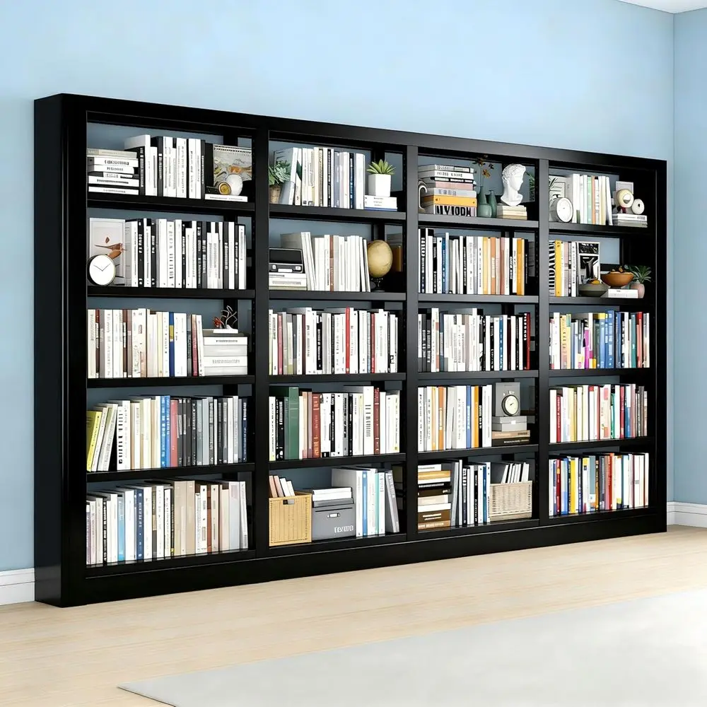 5-Tier Heavy Duty Metal Bookshelf, Adjustable Shelves, Large Storage for Living Room, Office, 69H x 136W, Black
5-Tier Heavy Duty Metal Bookshelf, Adjustable Shelves, Large Storage for Living Room, Office, 69H x 136W, Black