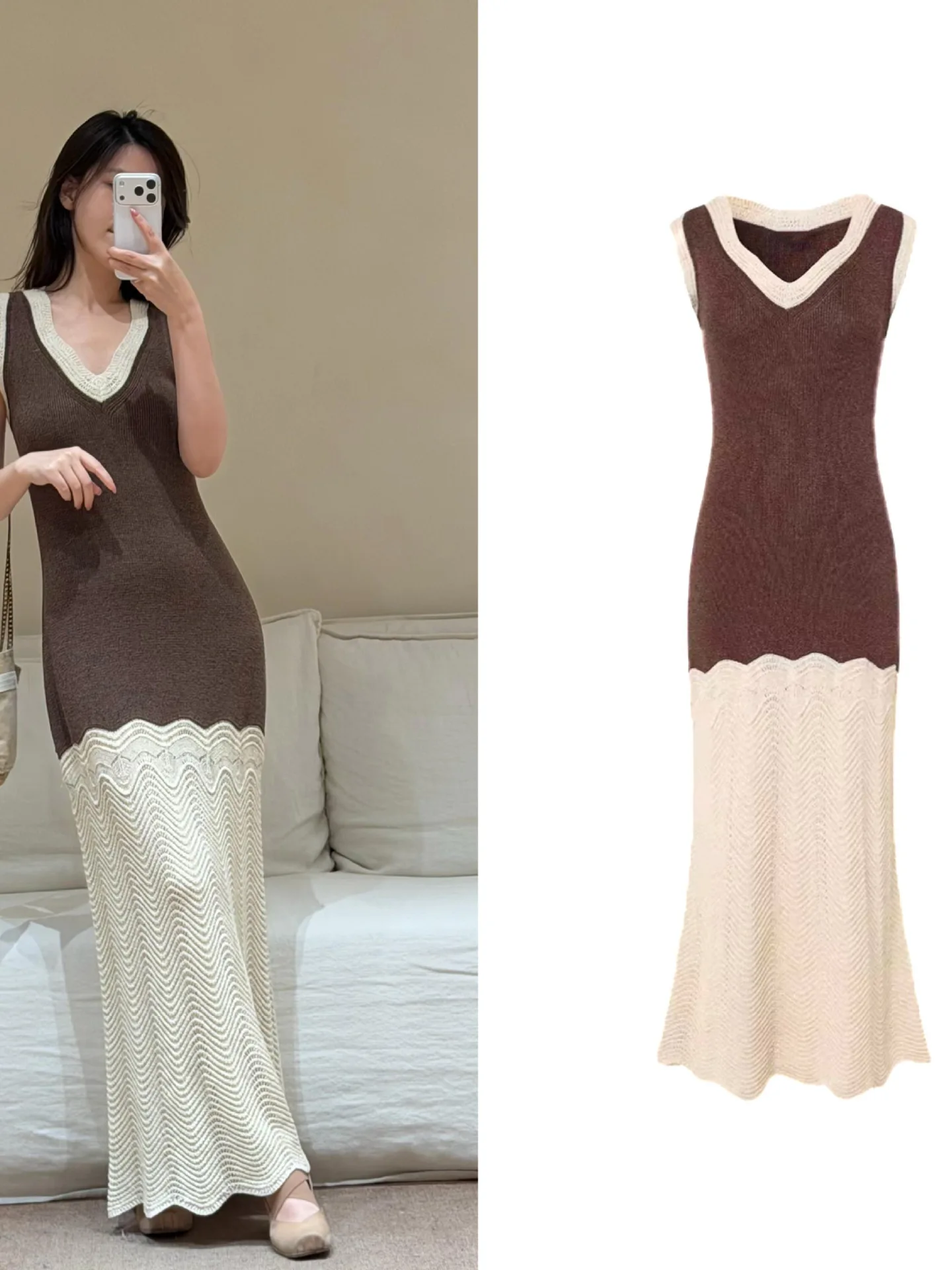 HuaYi Shanghai 26ss New Wave Hollow out Splice Knitted Vest Dress Women's Xuzh Soft Style Elastic Waist Polyester Fiber A-Lin...
HuaYi Shanghai 26ss New Wave Hollow out Splice Knitted Vest Dress Women's Xuzh Soft Style Elastic Waist Polyester Fiber A-Lin...