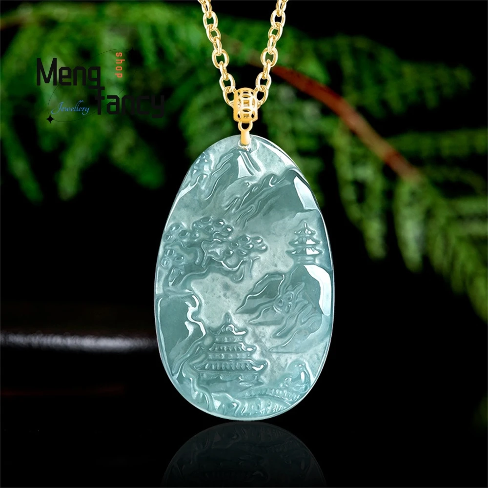 High-Grade Natural A Goods Jade Blue Water Landscape Brand Pendant 18K Gold Buckle With Ice Jade Women's Pendant
High-Grade Natural A Goods Jade Blue Water Landscape Brand Pendant 18K Gold Buckle With Ice Jade Women's Pendant