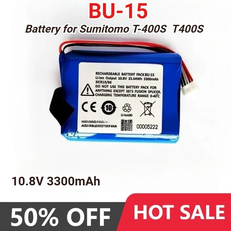 3300mAh BU-15 Replacement Rechargeable Battery for Sumitomo T-400S T400S High Qualty Bateria 10.8V Fiber Melting Machine Battery
3300mAh BU-15 Replacement Rechargeable Battery for Sumitomo T-400S T400S High Qualty Bateria 10.8V Fiber Melting Machine Battery