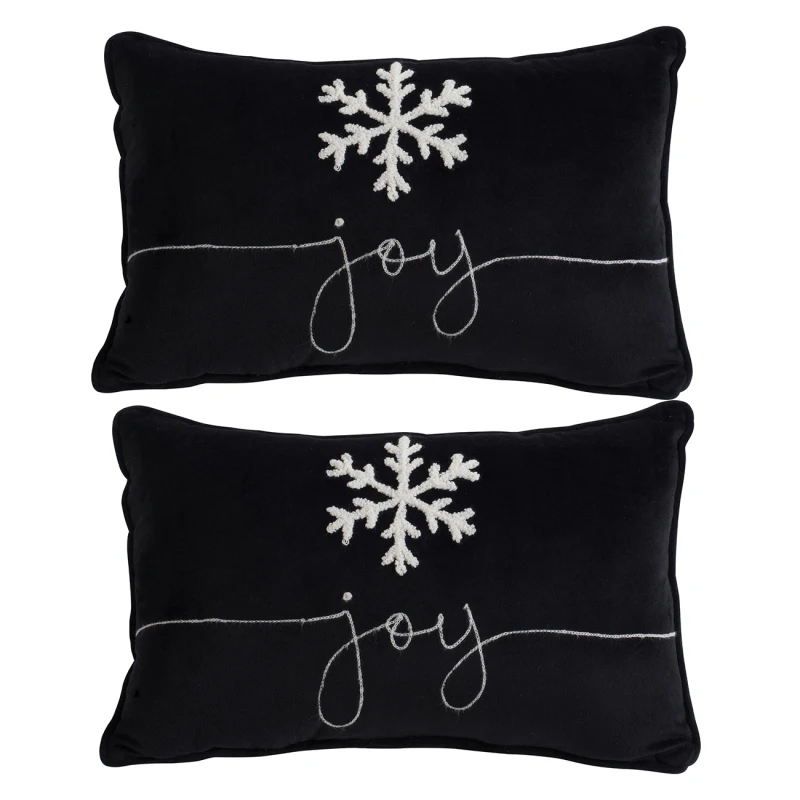 Set of 2, 18x12 Black Velvet Pillow With Embroidered Joy And Frosty Snowflake, for Christmas Halloween Holiday Decor
Set of 2, 18x12 Black Velvet Pillow With Embroidered Joy And Frosty Snowflake, for Christmas Halloween Holiday Decor
