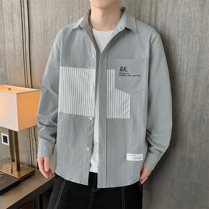 Spliced contrasting Shirt Men's Spring and Autumn Trendy Handsome Trendy Brand Loose and Versatile Long-sleeved Shirt
Spliced contrasting Shirt Men's Spring and Autumn Trendy Handsome Trendy Brand Loose and Versatile Long-sleeved Shirt
