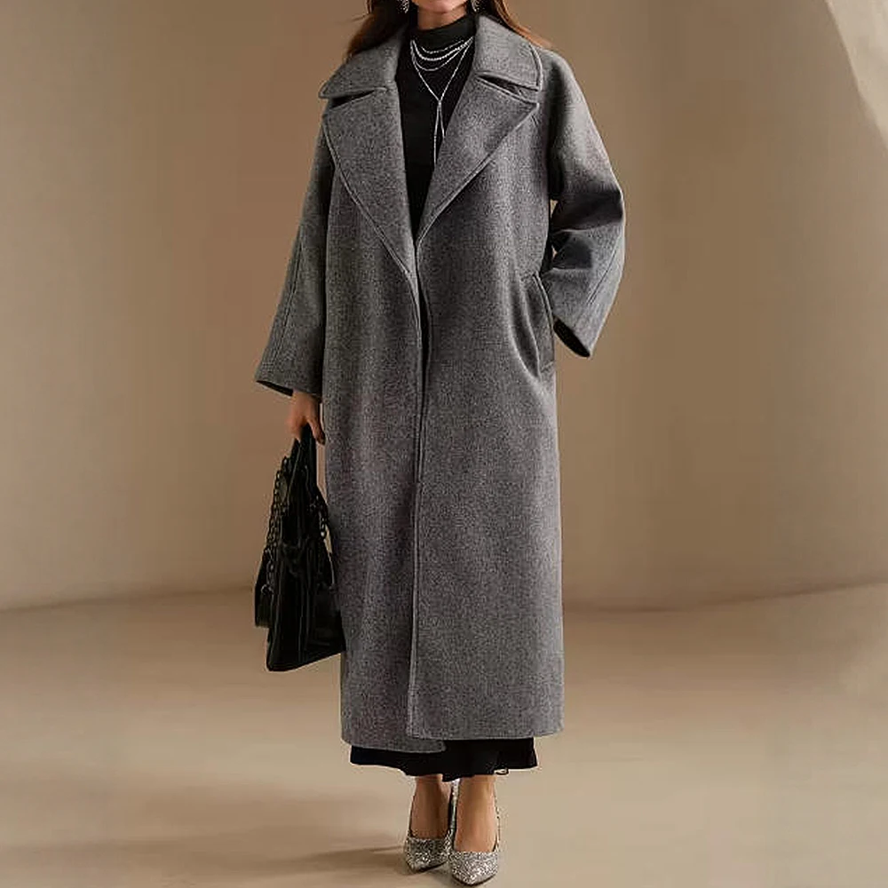 Elegant Simple Pure Color Long Woolen Cardigan Coat For Women Flip Collar Open Front Ladies Outerwear Autumn Winter New Style
Elegant Simple Pure Color Long Woolen Cardigan Coat For Women Flip Collar Open Front Ladies Outerwear Autumn Winter New Style