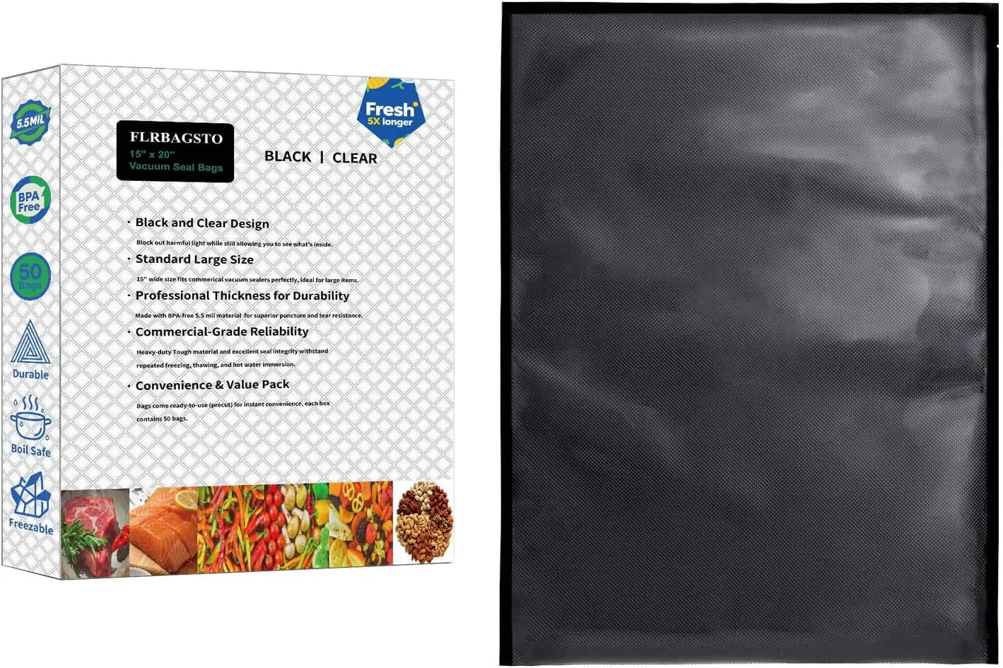 Пакеты для вакуумной упаковки 15x20 дюймов, особо прочные (5,5 мил), для хранения продуктов и приготовления су-вид, 50 штук
Пакеты для вакуумной упаковки 15x20 дюймов, особо прочные (5,5 мил), для хранения продуктов и приготовления су-вид, 50 штук