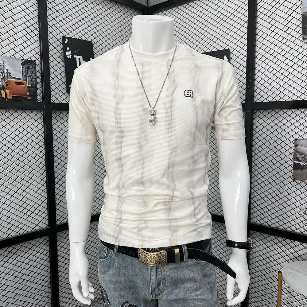 Men's T-shirt Perforated Halo Dyed Color Blocked Round Neck Short Sleeved Tees Summer New Style Slim Fit Handsome Man Clothing
Men's T-shirt Perforated Halo Dyed Color Blocked Round Neck Short Sleeved Tees Summer New Style Slim Fit Handsome Man Clothing