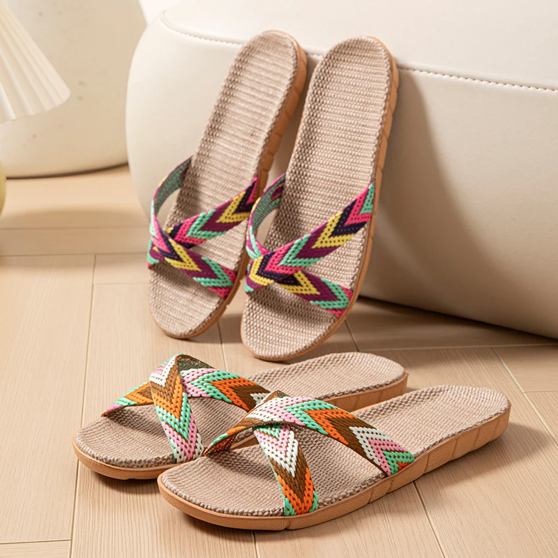 Summer Women Linen Slippers Non-Slip Breathable Flat Shoes Couple Open-Toe Home Sandals Indoor House Slides for All Seasons
Summer Women Linen Slippers Non-Slip Breathable Flat Shoes Couple Open-Toe Home Sandals Indoor House Slides for All Seasons