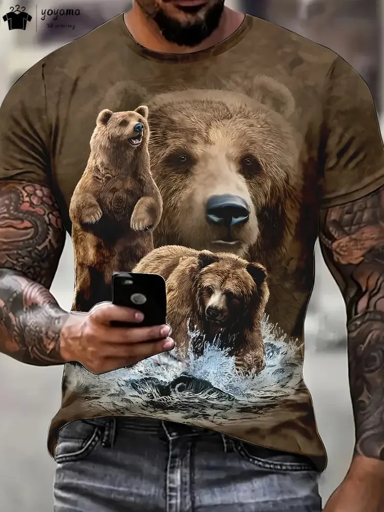 Fashion Bear 3D Graphic T-Shirt Men's Summer Outdoor Men's Tops Casual Round Neck Men's Clothing Trend Men's Short Sleeved Tee
Fashion Bear 3D Graphic T-Shirt Men's Summer Outdoor Men's Tops Casual Round Neck Men's Clothing Trend Men's Short Sleeved Tee