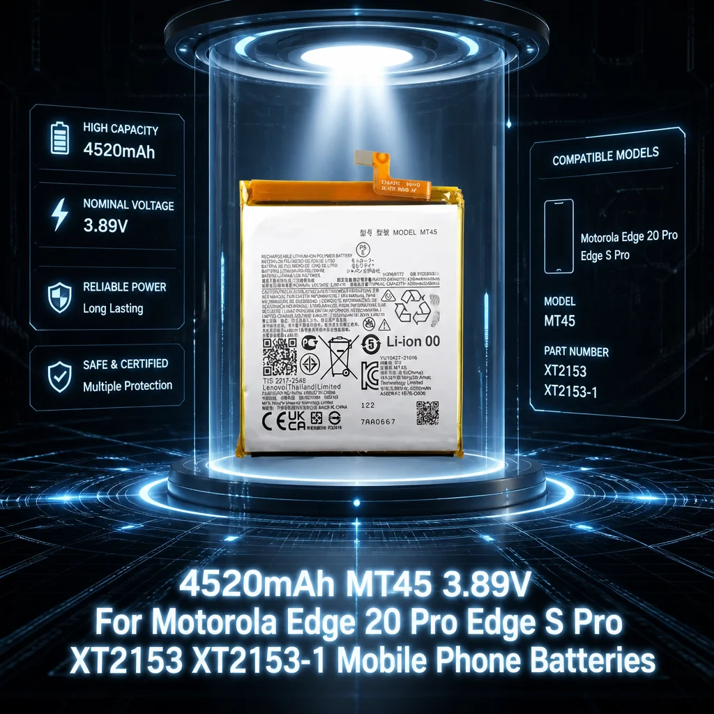 Hot Sale 4520mAh MT45 3.89V Replacement Battery for Motorola Edge 20 Pro Edge S Pro XT2153 XT2153-1 Mobile Phone Batteries
Hot Sale 4520mAh MT45 3.89V Replacement Battery for Motorola Edge 20 Pro Edge S Pro XT2153 XT2153-1 Mobile Phone Batteries