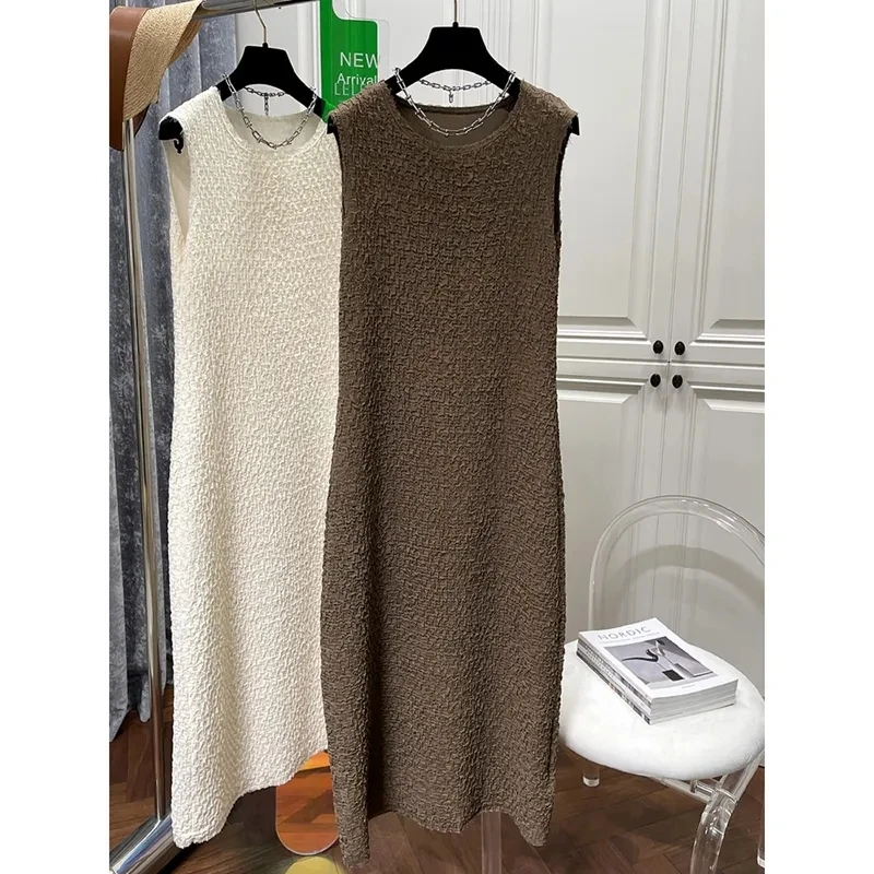 plus Size Women's Summer Dress Bubble Sleeveless round Neck Loose Fit Vest Style Long A-Line Gown Casual Korean Style Dress
plus Size Women's Summer Dress Bubble Sleeveless round Neck Loose Fit Vest Style Long A-Line Gown Casual Korean Style Dress